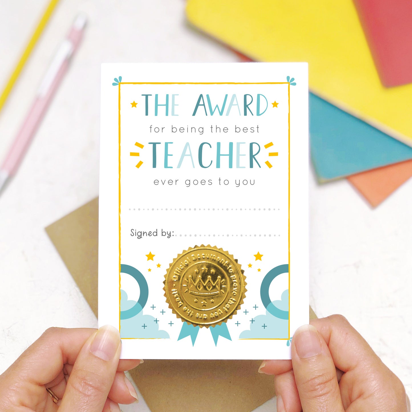 Best Teacher Certificate Card