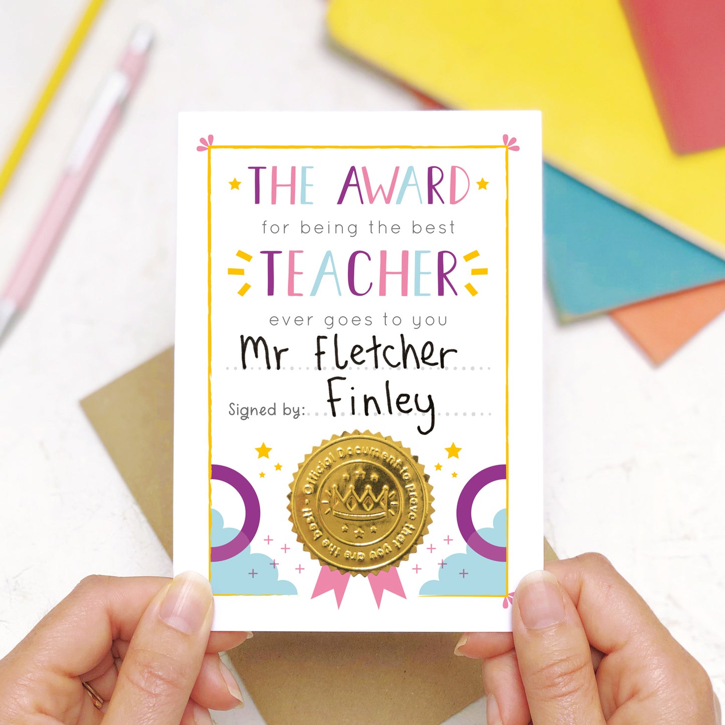 Best Teacher Certificate Card