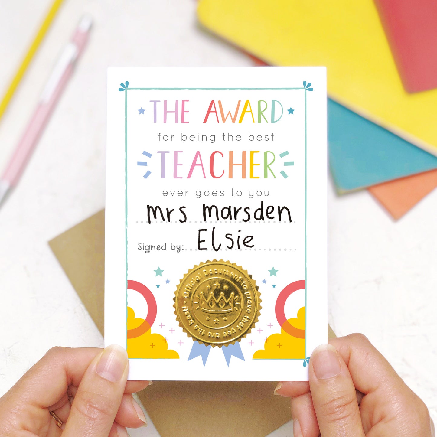 Best Teacher Certificate Card