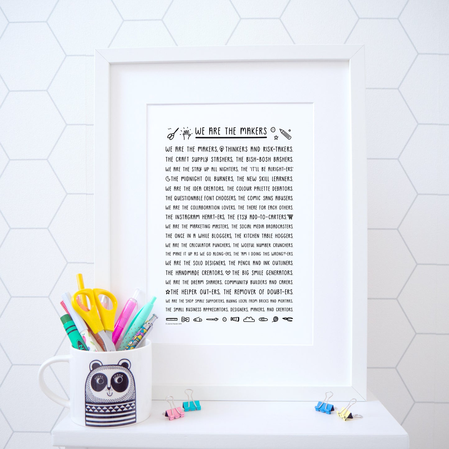 We are the makers rhyming print about what it means to be a maker in black and white