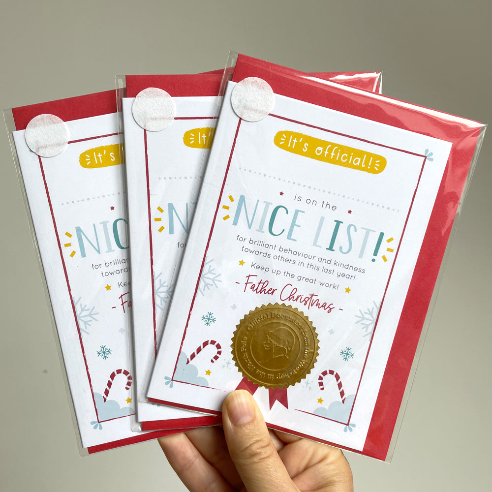 Nice List Christmas Certificate Card - Ex Stock