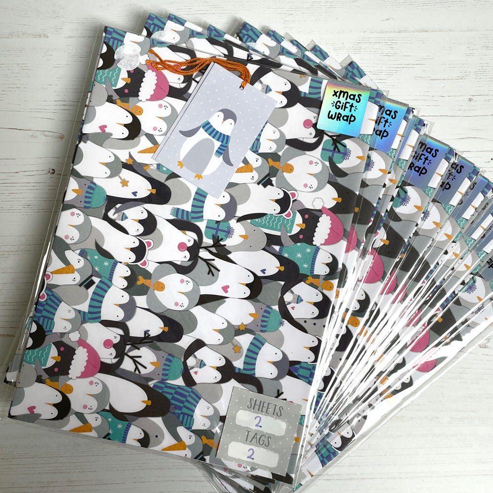 Penguin Gift Wrap - Ex Stock