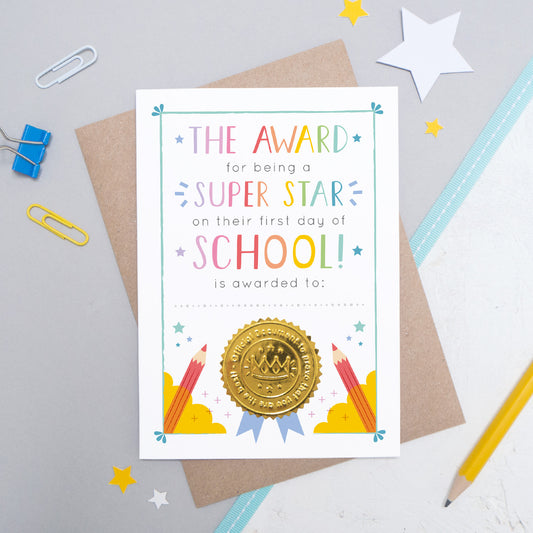 First Day of School Certificate Card