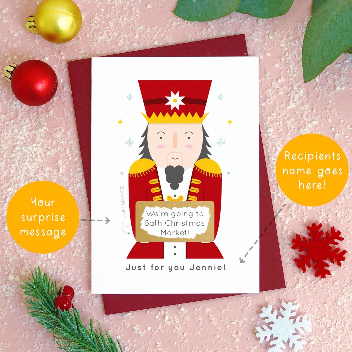 Personalised Nutcracker Christmas Gift Scratch Card