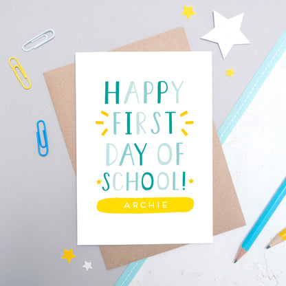 Personalised Happy First Day of School Card