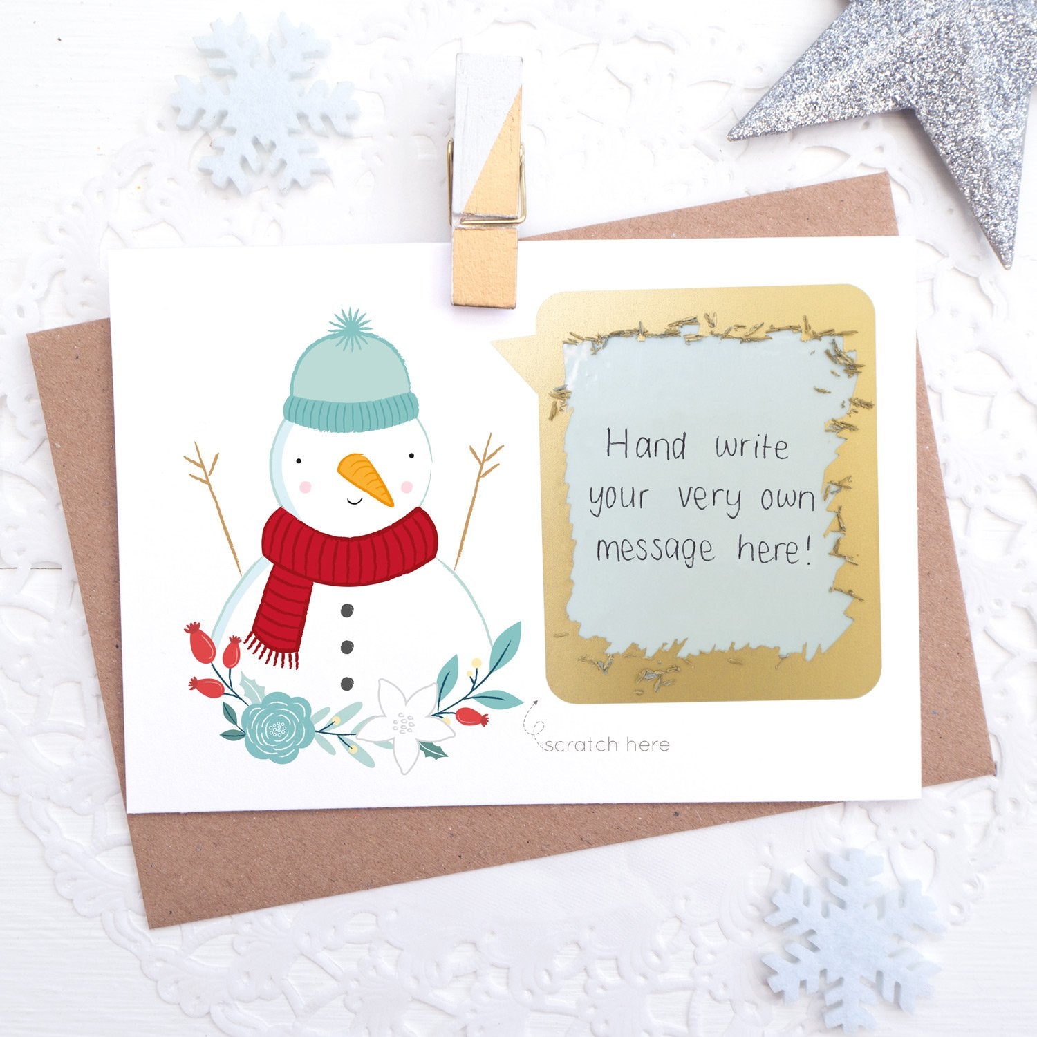Create your very own personalised Christmas scratch card! Simply write your message under the scratch panel and watch them scratch off and reveal their gift! 