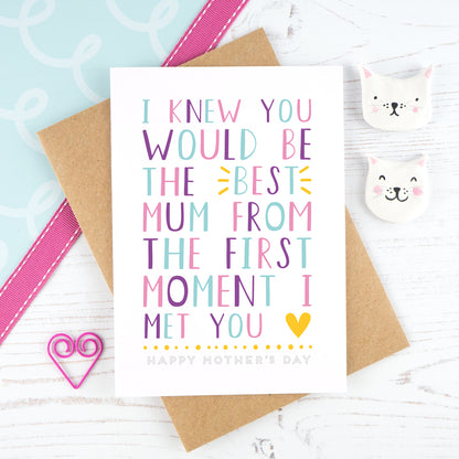 I knew you would be the best mum - multicoloured mother's day card