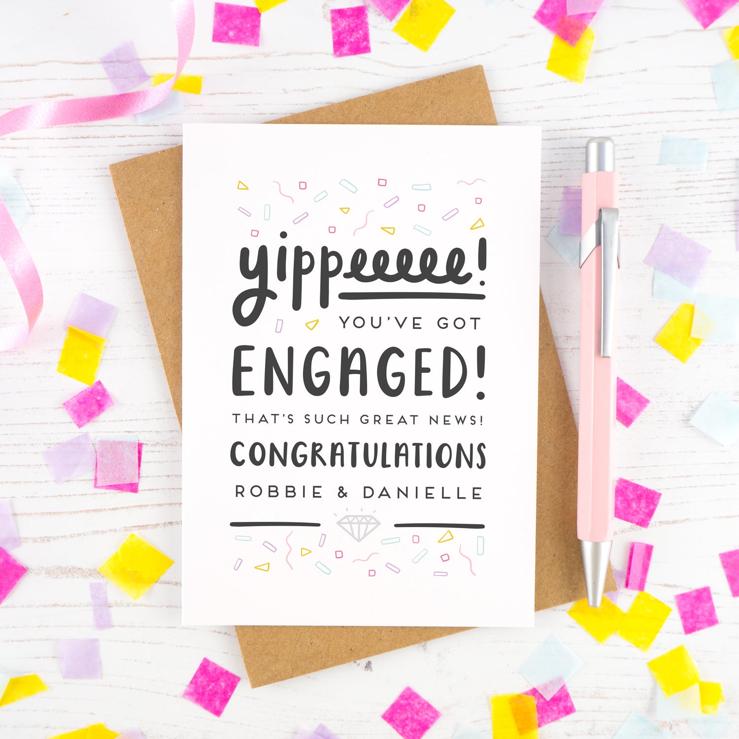 Yippee you've got engaged - Personalised Engagement card
