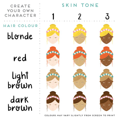The choices of hair colour and skin tones