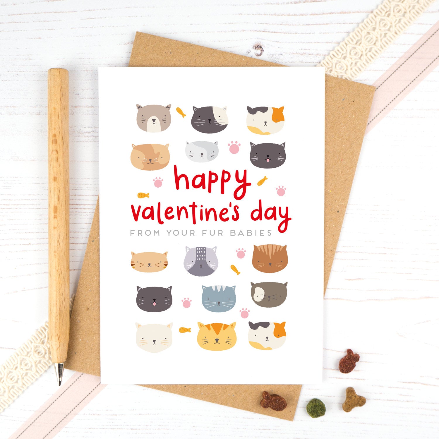 A valentines card from the cat. Happy Valentines day from your fur babies.
