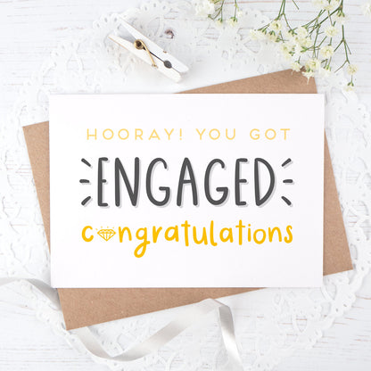 Engagement congratulations card in yellow