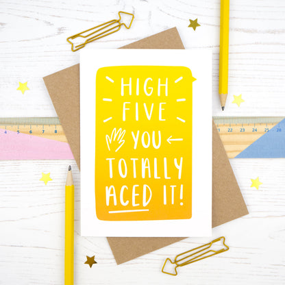 High five, you totally aced it - congratulations card for exams, driving test or new job