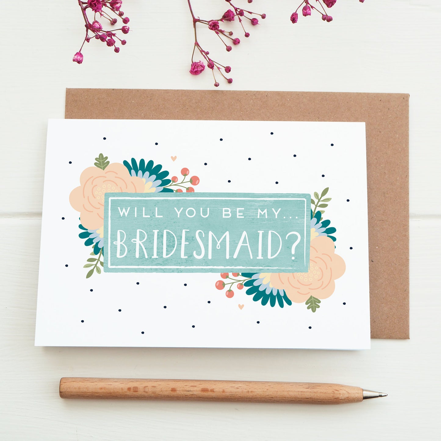 Will you be my bridesmaid card in blue