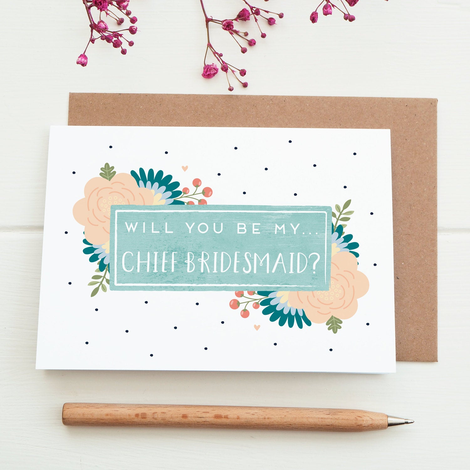 Will you be my chief bridesmaid card in blue