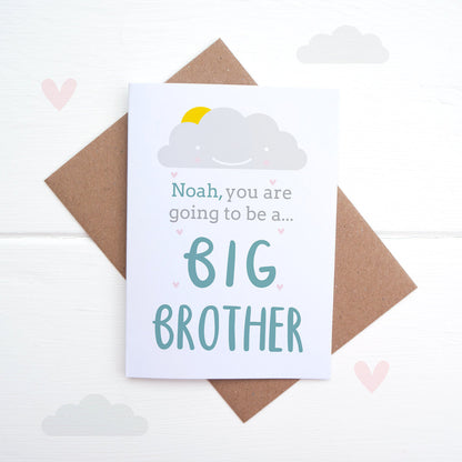 A personalised new sibling card. Big brother card.