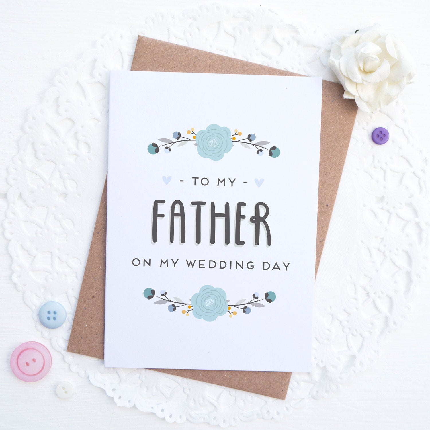To my father on my wedding day card in blue