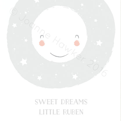 Personalised sweet dreams nursery print close up 