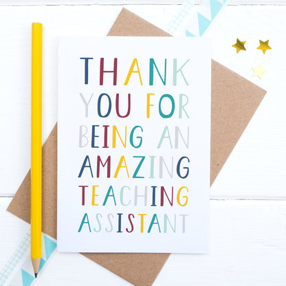 Thank you for being an amazing teaching assistant - end of term thank you card.